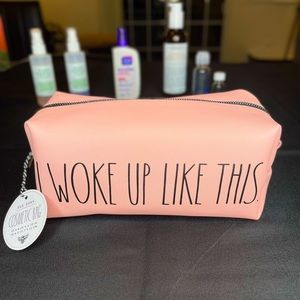 NWT Rae Dunn “I WOKE UP LIKE THIS” Pink Cosmetic Travel Bag